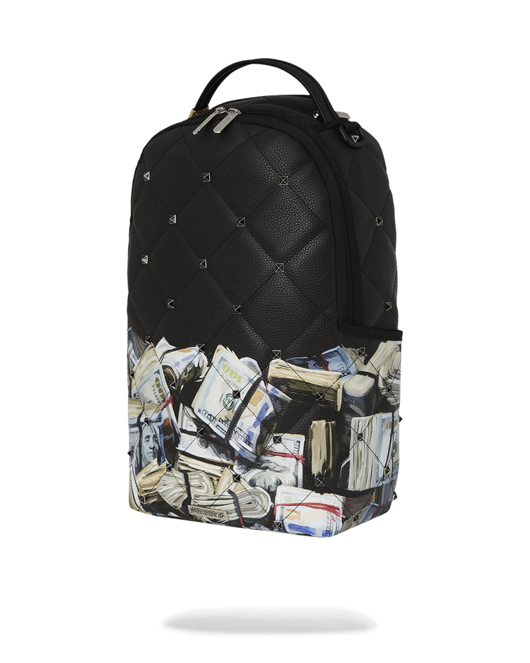 QUILTED MONEY STASH STUDDED BACKPACK