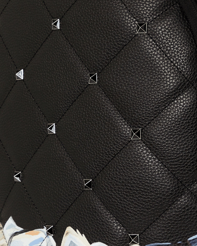 QUILTED MONEY STASH STUDDED BACKPACK