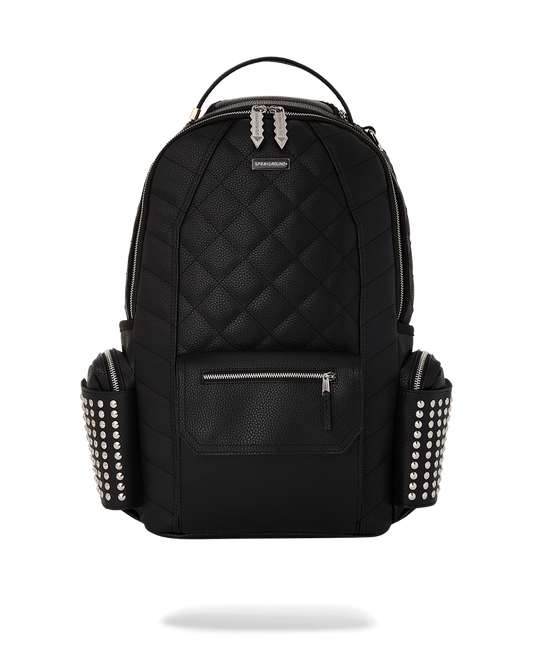 BLACK BIKER QUILT CARGO BACKPACK